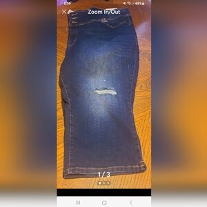 Lane Bryant Blue Cropped Ankle Jeans with Distressed Detail